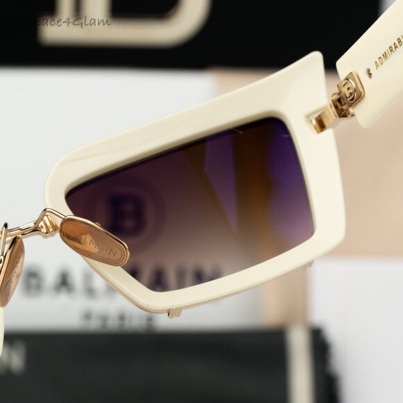 Balmain Men Sunglasses Bone Gold Brown Rectangle ADMIRABLE BPS-130C-52 NEW - Picture 7 of 13